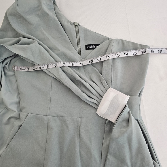 Lavish Alice One-Shoulder Cape Jumpsuit w/ Belt Modern Formal Evening Wear W6 - Picture 8 of 15